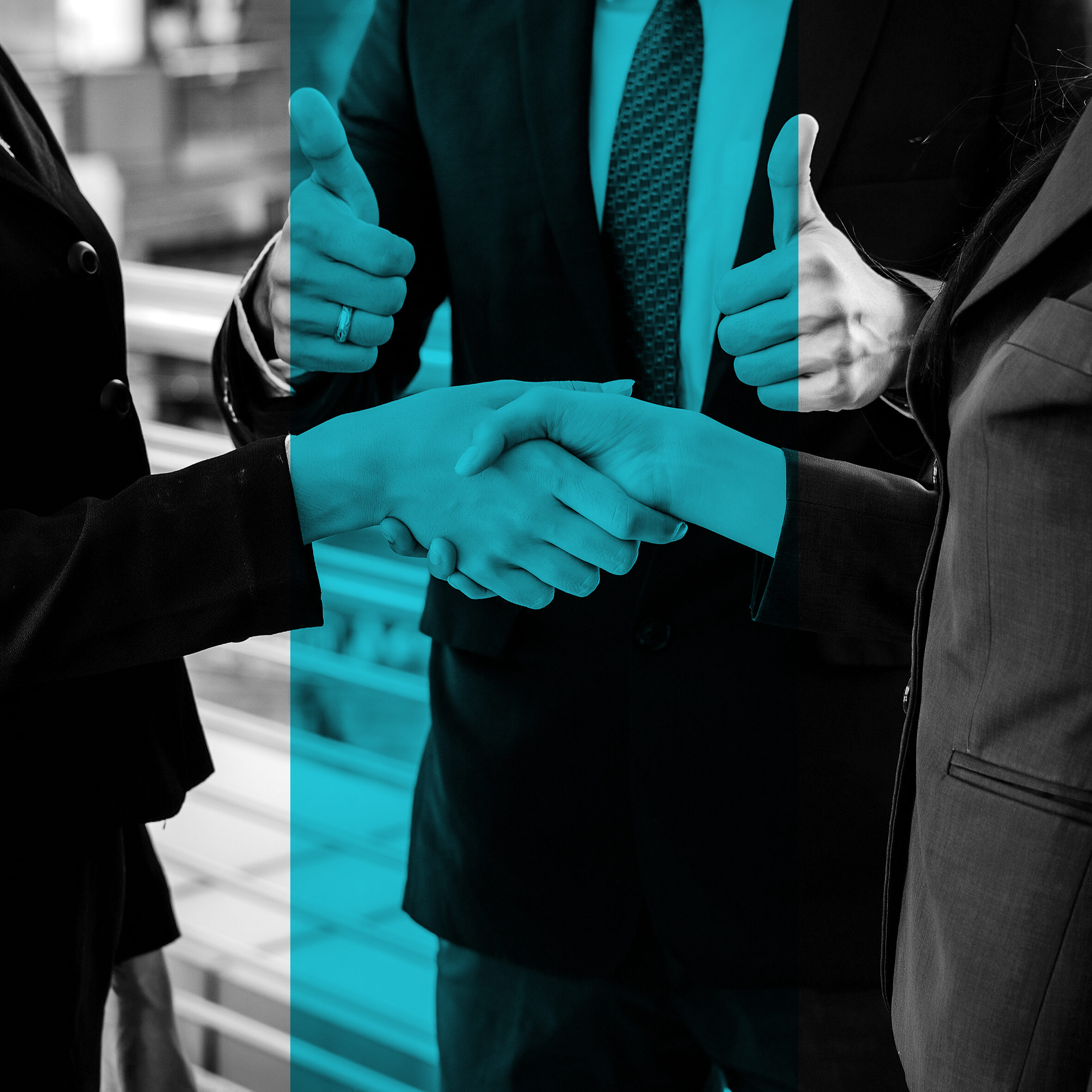 Business people shaking hands, finishing up meeting deals. Business concept.